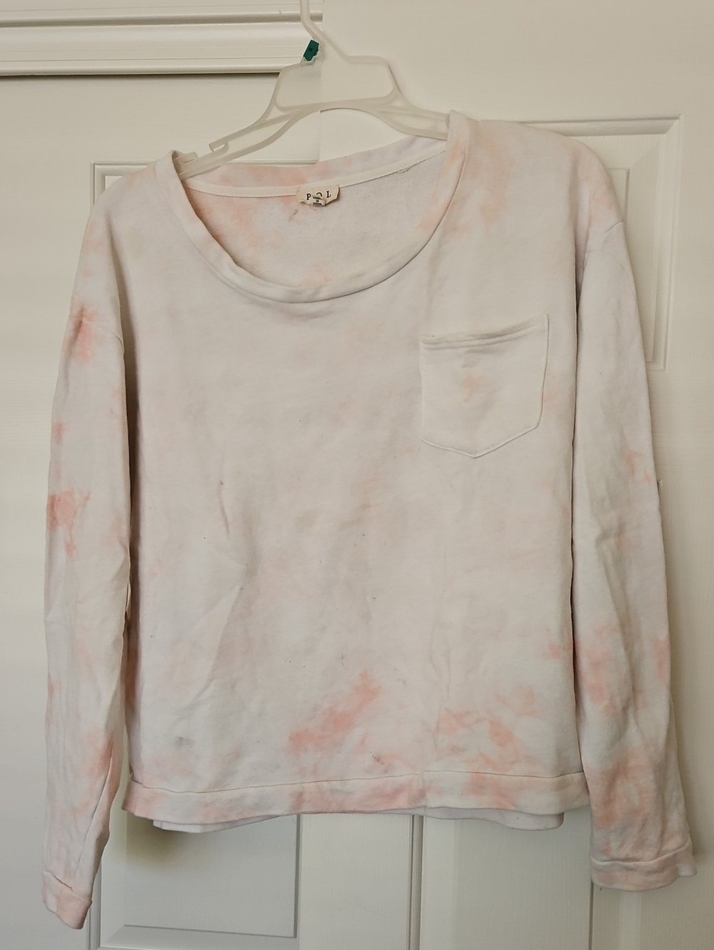 POL Light Pink Tie-Dye Pocket Sweatshirt
